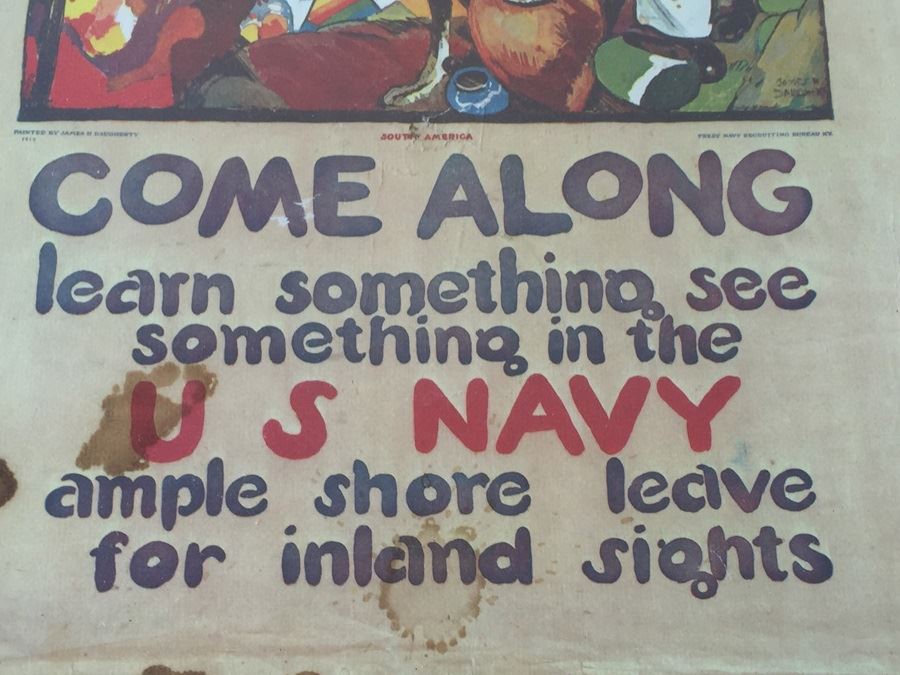 Vintage US NAVY Old Reproduction South American Poster James H. Daugherty Press Navy Recruiting Bureau N.Y. [Photo 2]