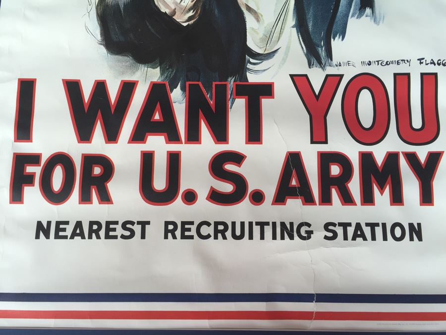 Vintage 1967 Reproduction Framed 'I Want You For U.S. Army Recruiting Station' By James Montgomery Flagg [Photo 8]