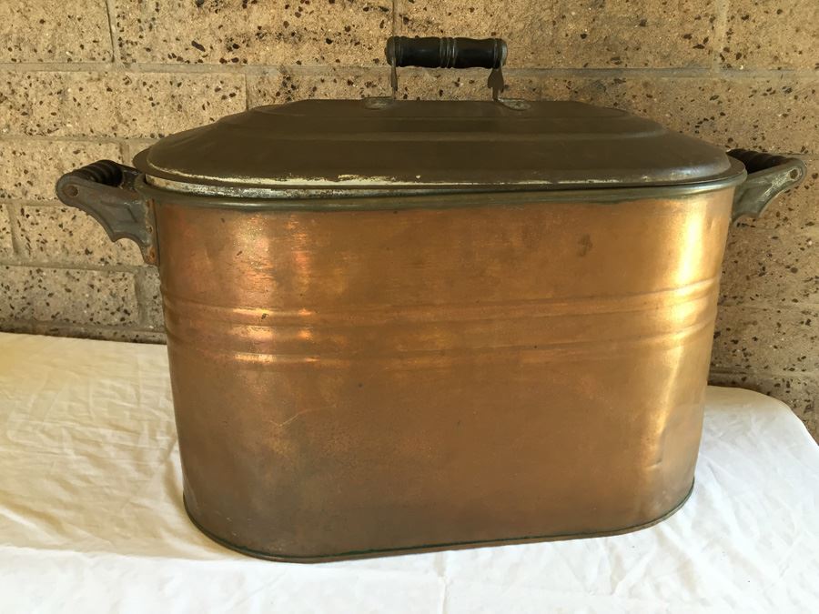 Vintage Copper Wash Tub With Lid [Photo 7]