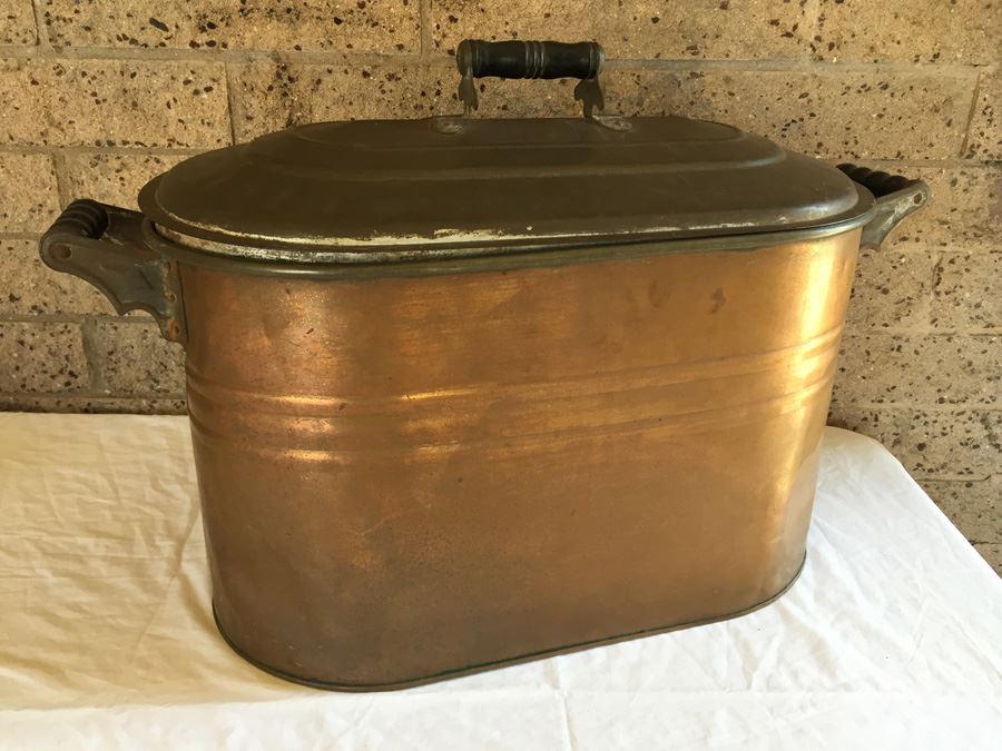 Vintage Copper Wash Tub With Lid