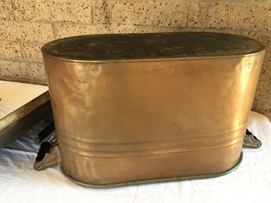 Vintage Copper Wash Tub With Lid