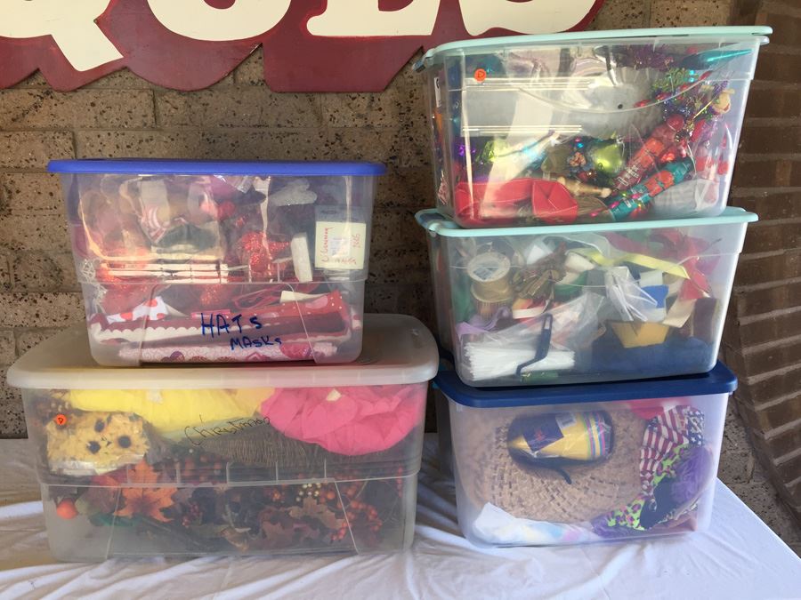 Five Tubs Of Holiday Decorations And Party Supplies [Photo 1]