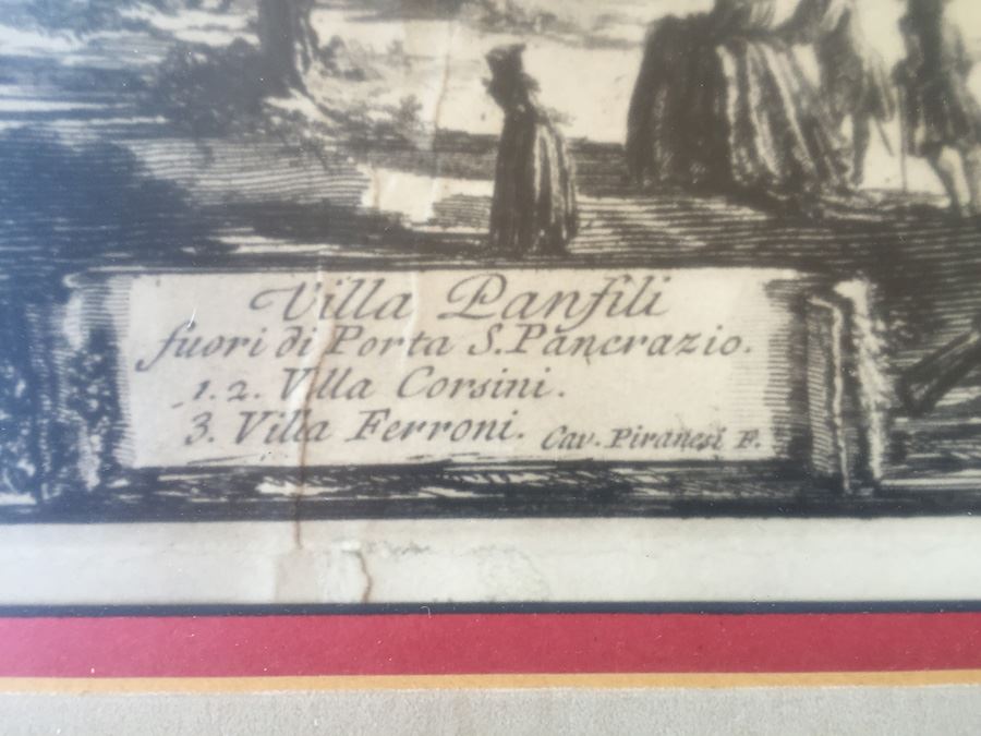 The Villa Pamphili (Villa Panfili) Etching By Giovanni Battista Piranesi Italian (1720 - 1778) Estimate $3,000-$3,500 [Photo 2]