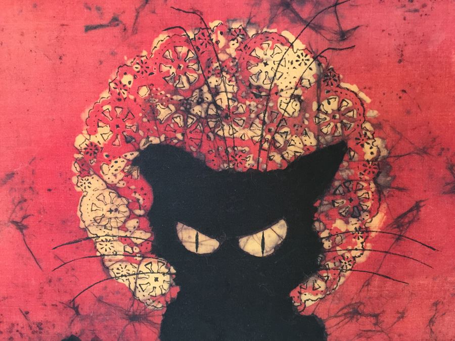 Vintage 1972 Black Cat Batik Lynn O'Connor [Photo 2]
