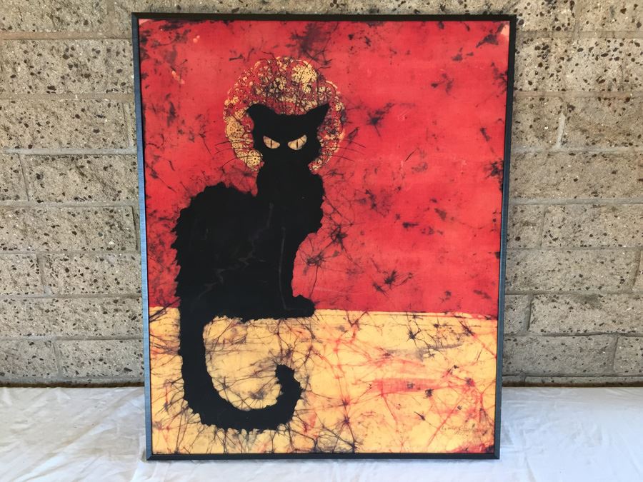 Vintage 1972 Black Cat Batik Lynn O'Connor [Photo 1]