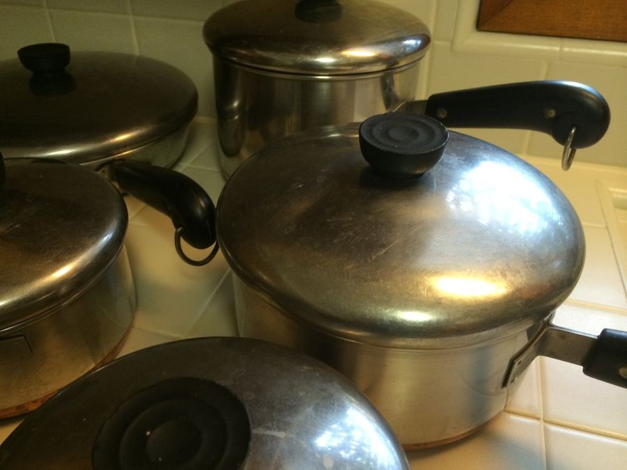 18Piece Revere Copper Bottom Pots and Skillets with Lids