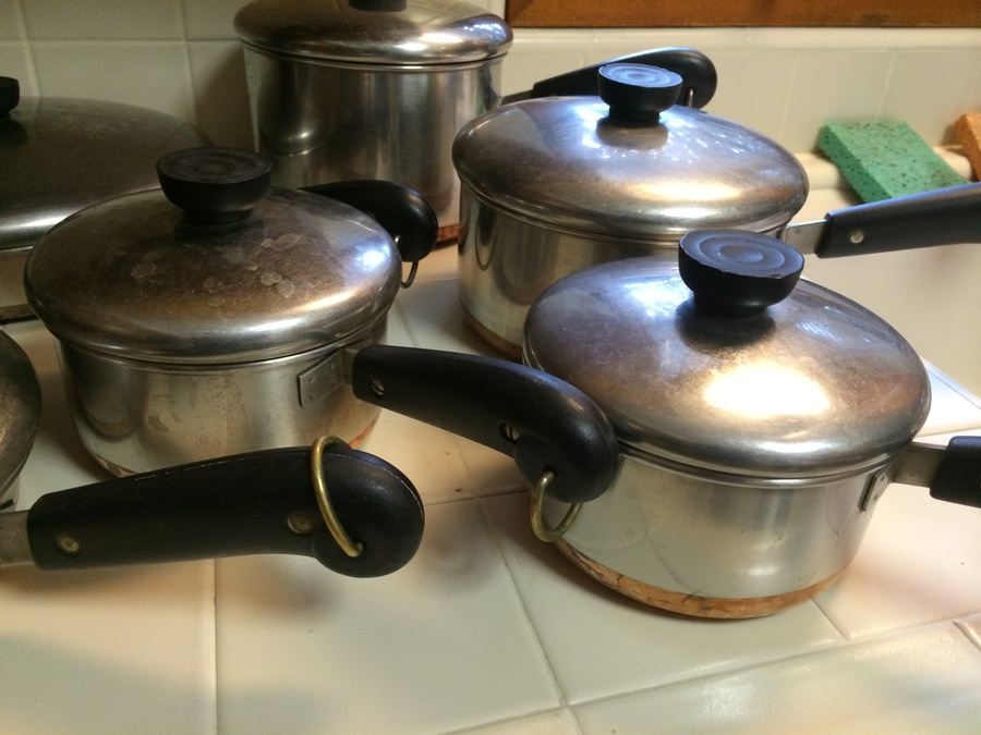 18Piece Revere Copper Bottom Pots and Skillets with Lids