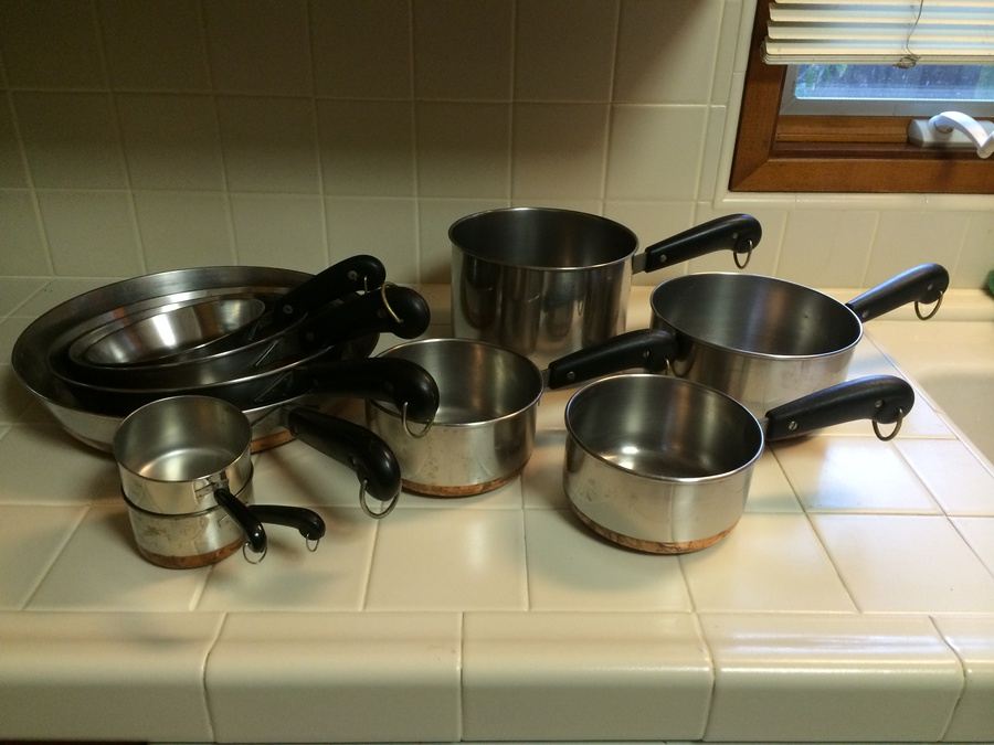 18Piece Revere Copper Bottom Pots and Skillets with Lids