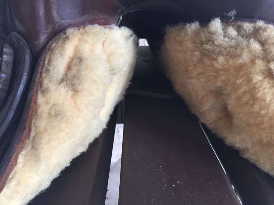 Chas. (Charles) P. Shipley Kansas City, MO Tooled Leather Saddle With Wooden Display Stand Estimate $500-$1,000 [Photo 16]