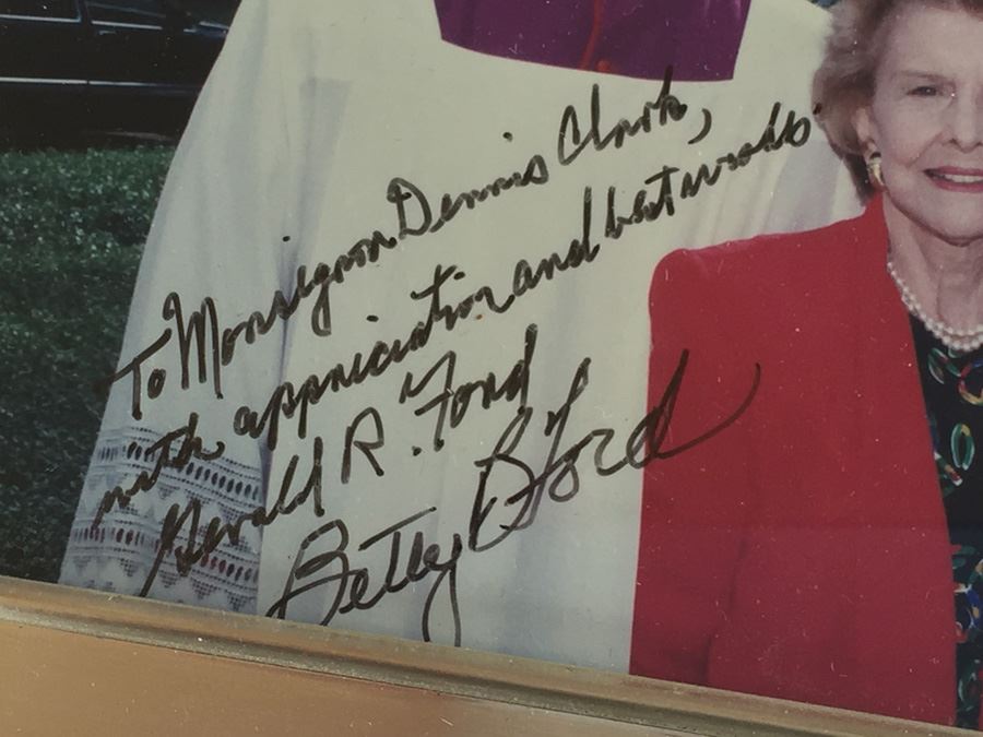 Photograph Of Monsignor Clark With Past President Gerald Ford And Betty Ford Signed By Both Gerald Ford And Betty Ford [Photo 3]