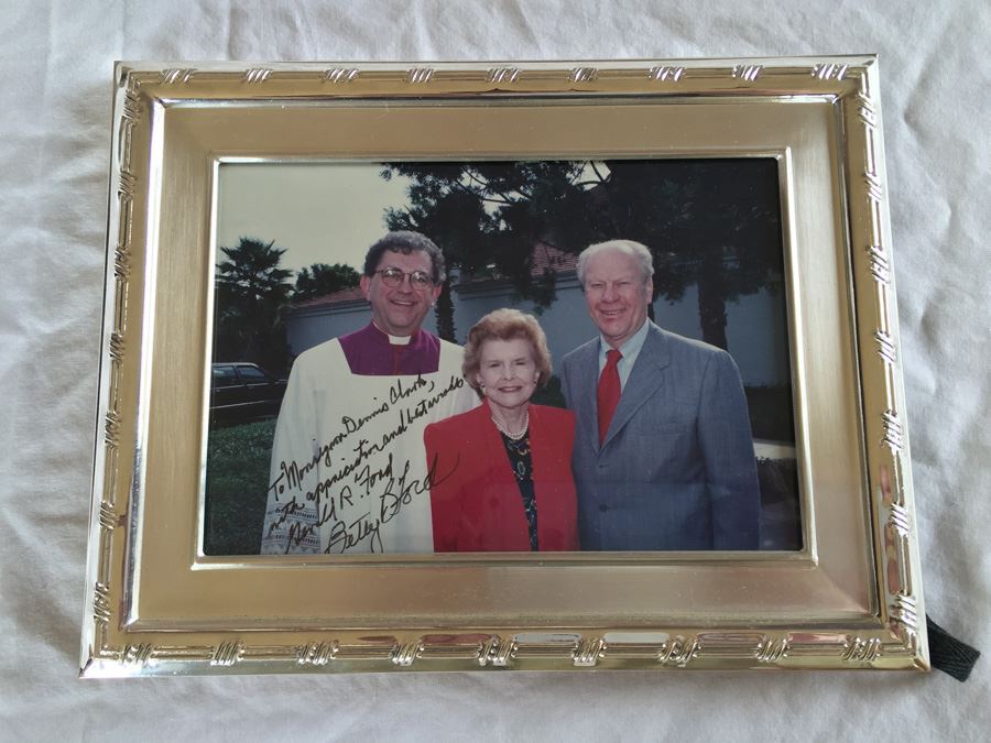 Photograph Of Monsignor Clark With Past President Gerald Ford And Betty Ford Signed By Both Gerald Ford And Betty Ford [Photo 1]