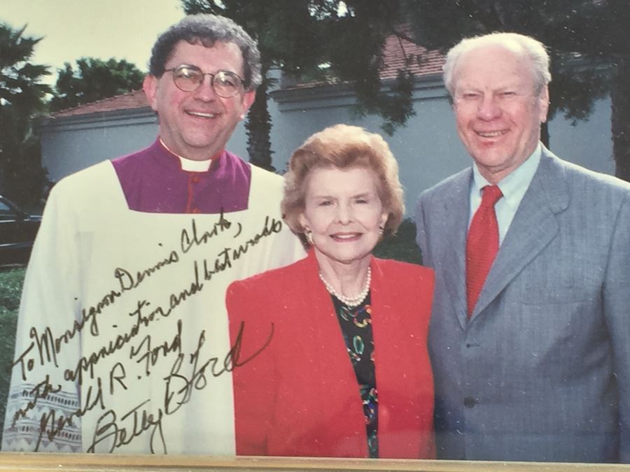 Photograph Of Monsignor Clark With Past President Gerald Ford And Betty Ford Signed By Both Gerald Ford And Betty Ford [Photo 6]