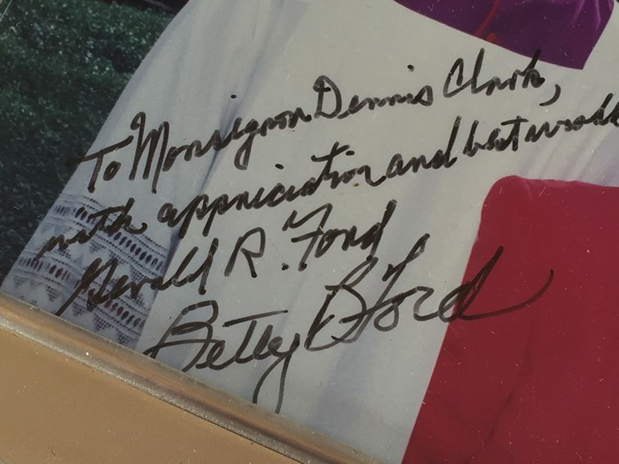 Photograph Of Monsignor Clark With Past President Gerald Ford And Betty Ford Signed By Both Gerald Ford And Betty Ford [Photo 5]