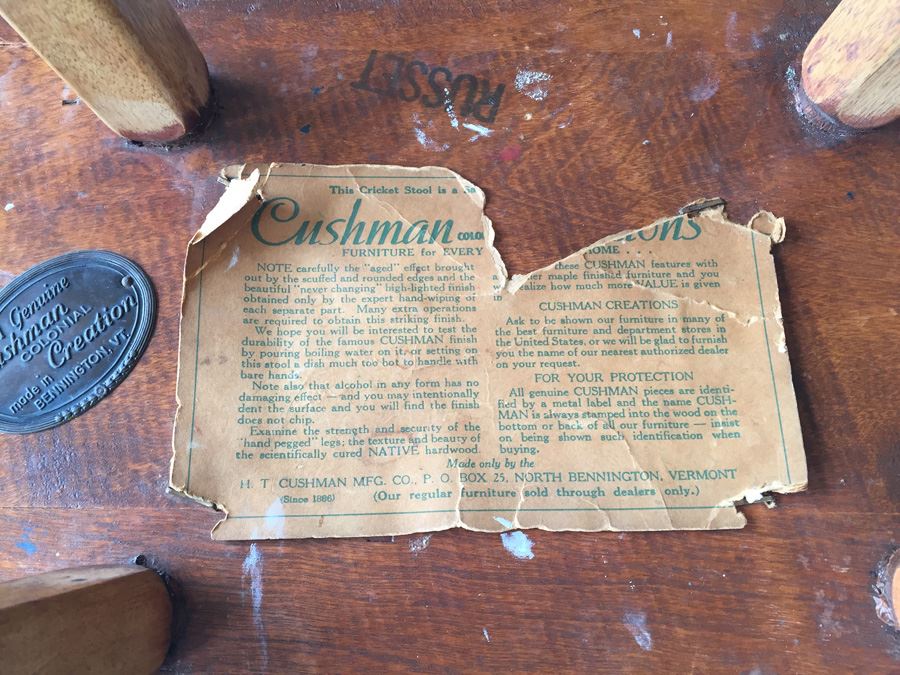 Vintage Wood Stool Cushman Colonial Creation VT [Photo 9]