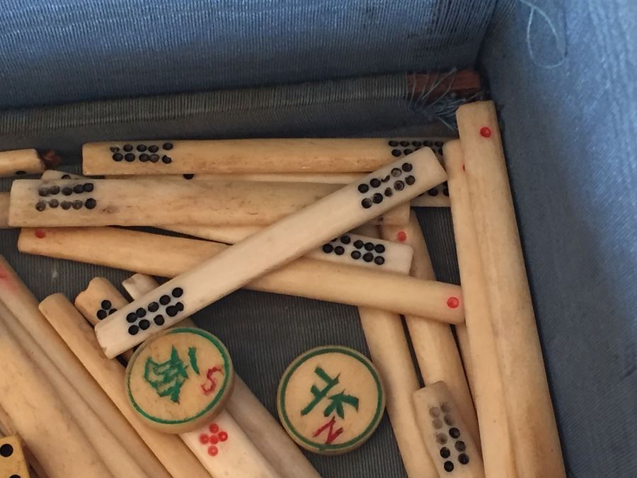 Old Mah Jong Mahjong Game In Carrying Case With Books Mahjongg Chinese Game [Photo 46]