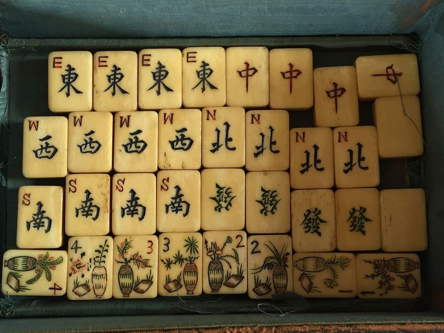 Old Mah Jong Mahjong Game In Carrying Case With Books Mahjongg Chinese Game [Photo 36]