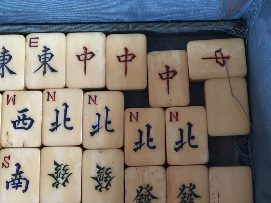 Old Mah Jong Mahjong Game In Carrying Case With Books Mahjongg Chinese Game [Photo 38]