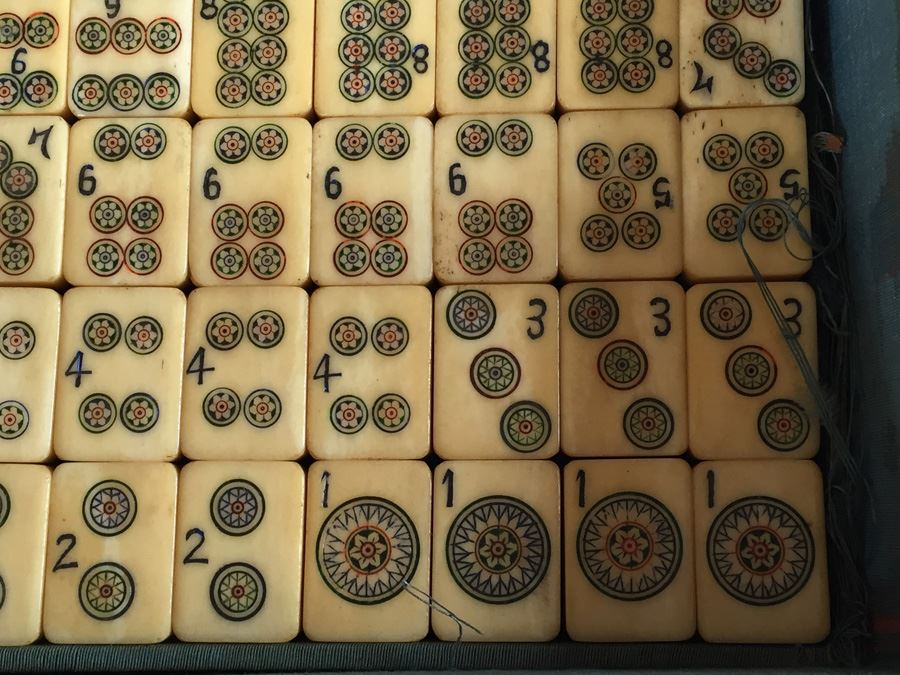 Old Mah Jong Mahjong Game In Carrying Case With Books Mahjongg Chinese Game [Photo 34]