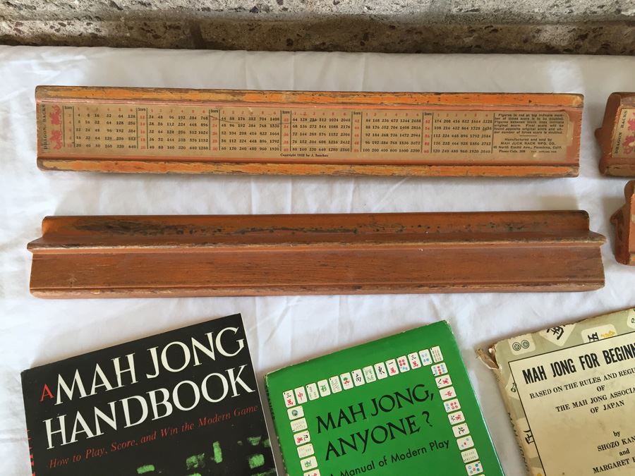 Old Mah Jong Mahjong Game In Carrying Case With Books Mahjongg Chinese Game [Photo 14]