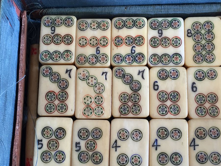 Old Mah Jong Mahjong Game In Carrying Case With Books Mahjongg Chinese Game [Photo 31]