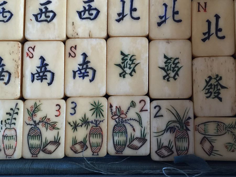 Old Mah Jong Mahjong Game In Carrying Case With Books Mahjongg Chinese Game [Photo 40]