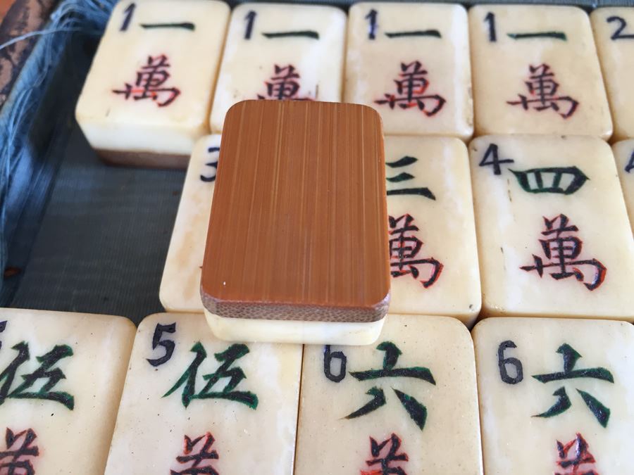 Old Mah Jong Mahjong Game In Carrying Case With Books Mahjongg Chinese Game [Photo 22]