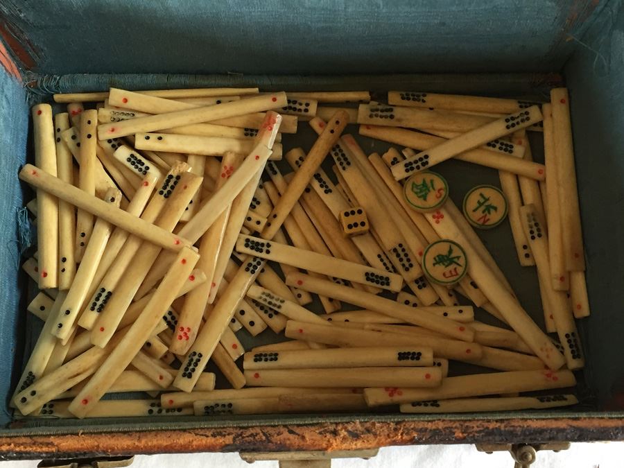 Old Mah Jong Mahjong Game In Carrying Case With Books Mahjongg Chinese Game [Photo 42]