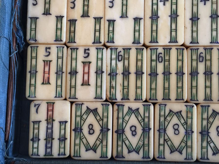 Old Mah Jong Mahjong Game In Carrying Case With Books Mahjongg Chinese Game [Photo 28]