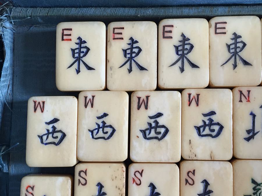 Old Mah Jong Mahjong Game In Carrying Case With Books Mahjongg Chinese Game [Photo 37]