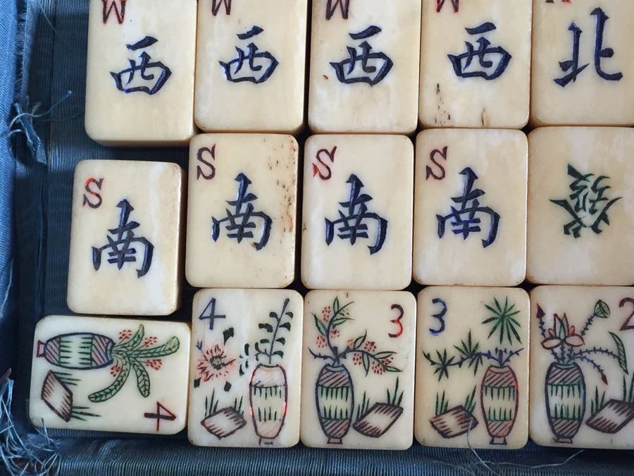 Old Mah Jong Mahjong Game In Carrying Case With Books Mahjongg Chinese Game [Photo 41]