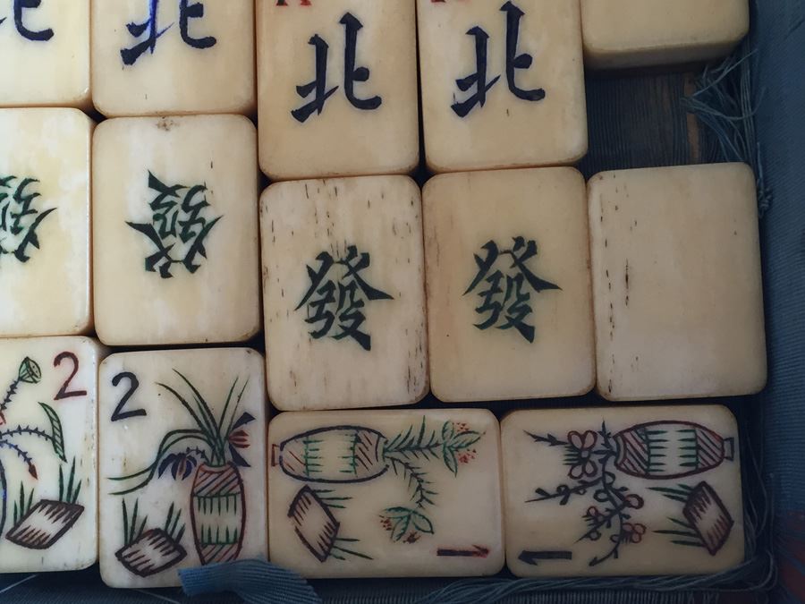 Old Mah Jong Mahjong Game In Carrying Case With Books Mahjongg Chinese Game [Photo 39]