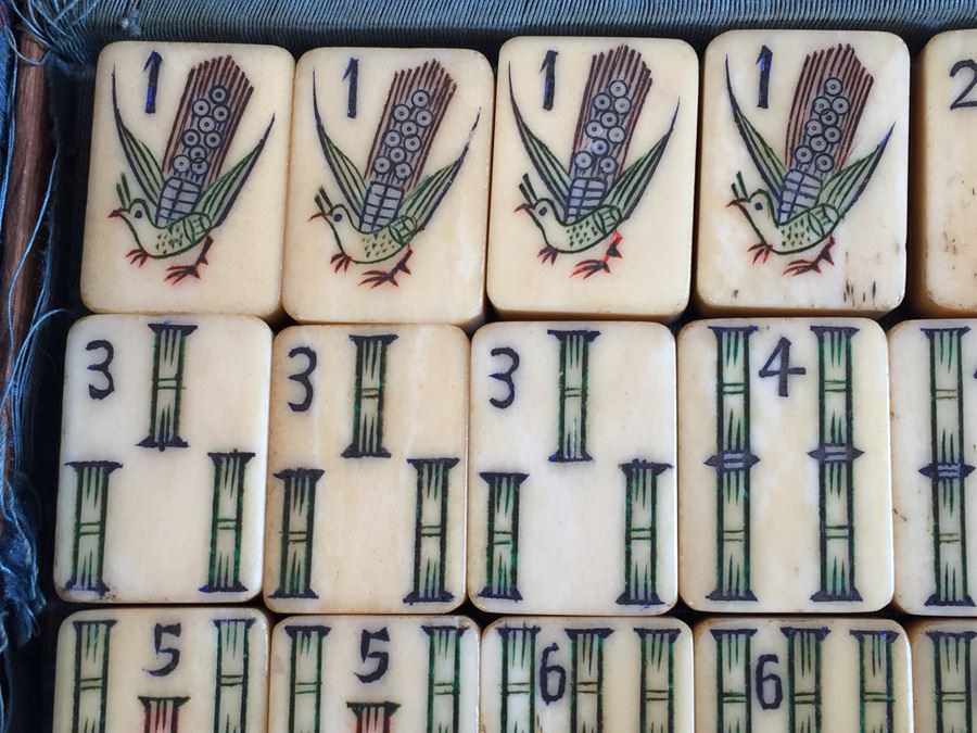 Old Mah Jong Mahjong Game In Carrying Case With Books Mahjongg Chinese Game [Photo 26]