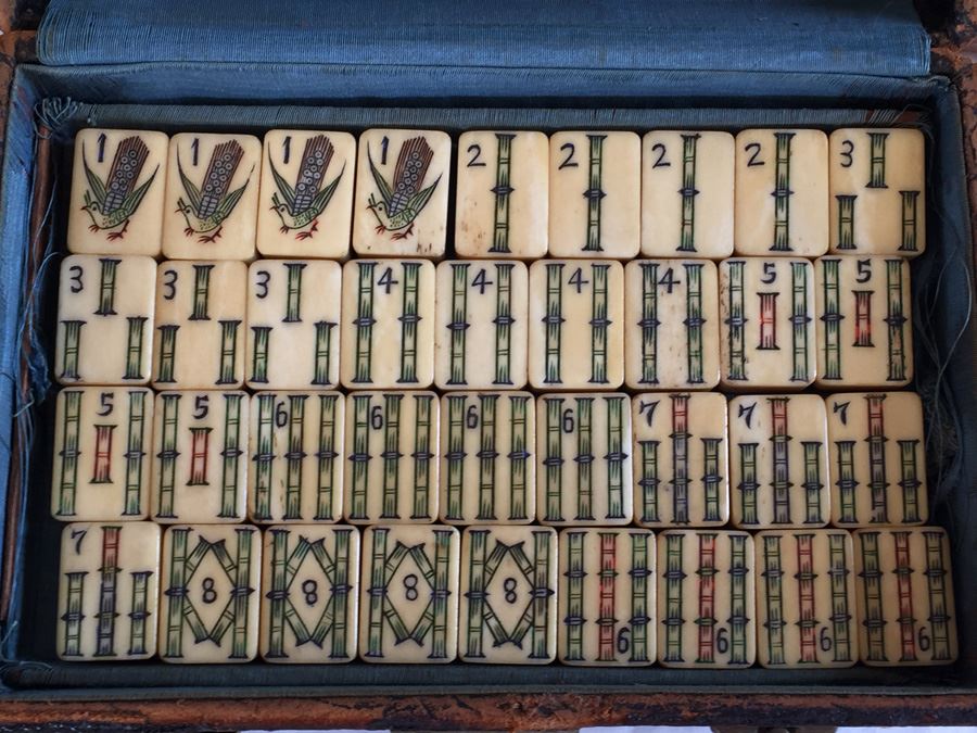 Old Mah Jong Mahjong Game In Carrying Case With Books Mahjongg Chinese Game [Photo 3]