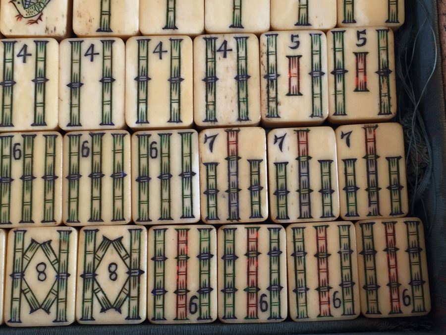 Old Mah Jong Mahjong Game In Carrying Case With Books Mahjongg Chinese Game [Photo 29]