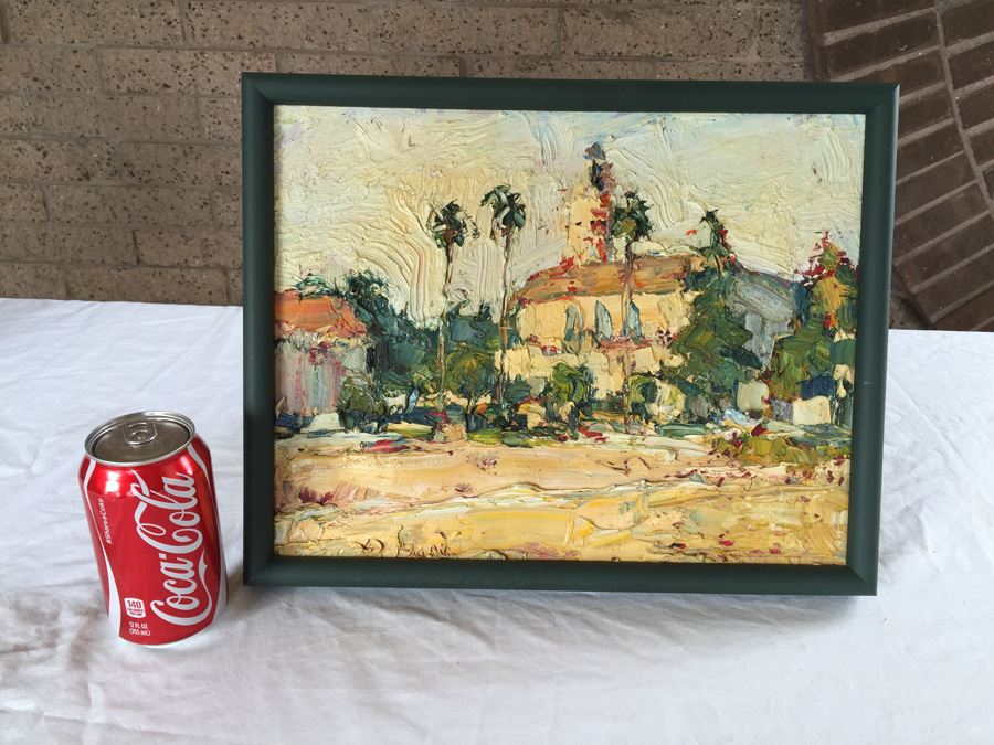 Well Executed Original Impasto Oil Painting Of California Mission Signed D? Hand