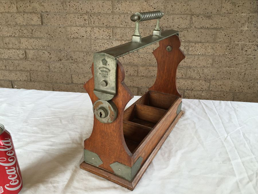 Antique English Tantalus (Liquor Decanter Holder) London England Without Decanters Lockable Liquor Caddy [Photo 4]