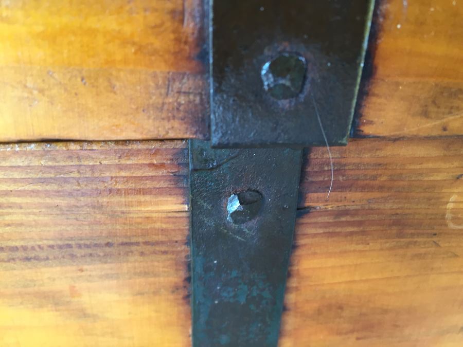 Early American Pine Blanket Chest With Original Hardware And Strapping [Photo 14]