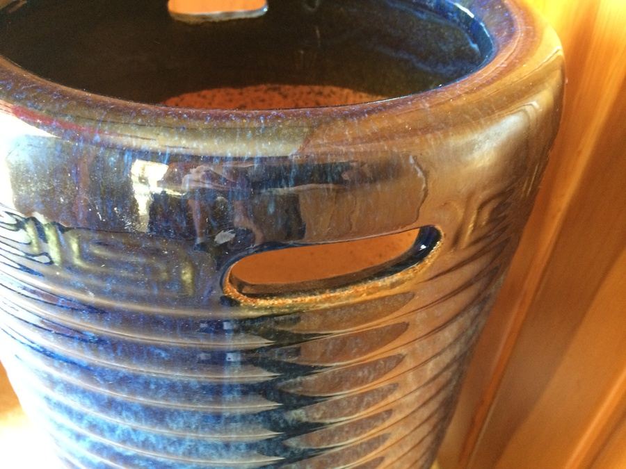 Blue Glaze Pottery Umbrella Stand [Photo 4]