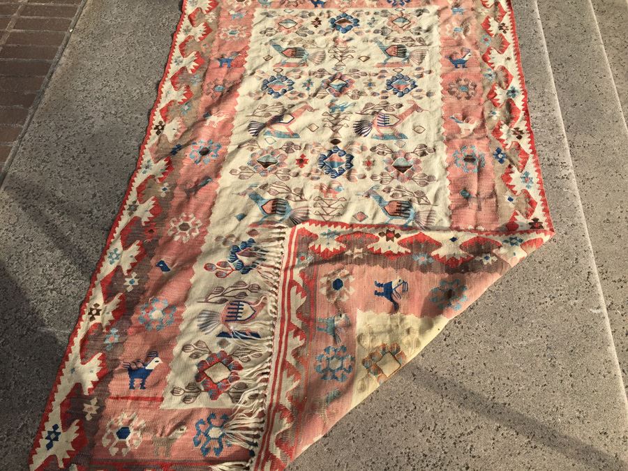 Hand Woven Wool Tribal Area Rug In Neutral Colors [Photo 3]