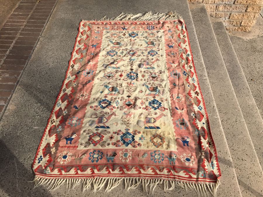 Hand Woven Wool Tribal Area Rug In Neutral Colors [Photo 4]