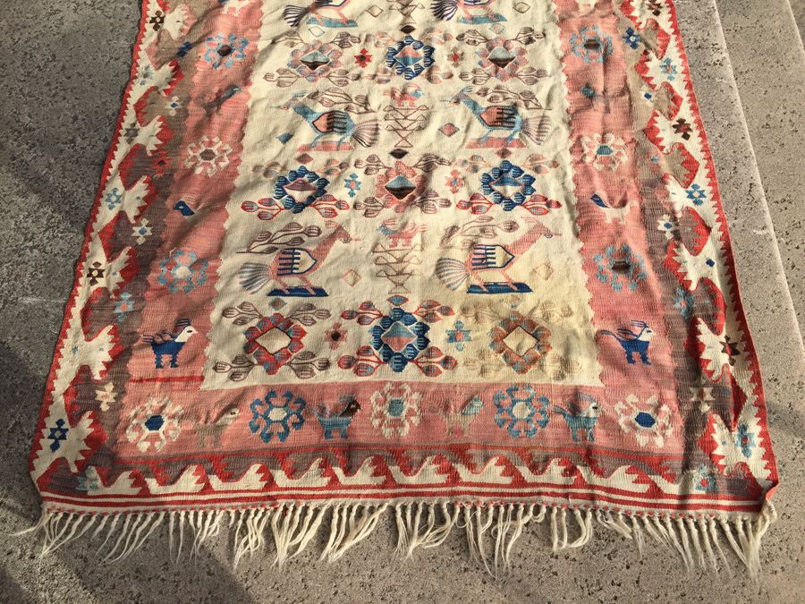 Hand Woven Wool Tribal Area Rug In Neutral Colors [Photo 5]