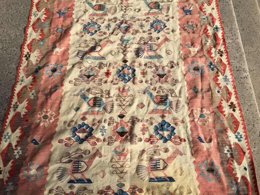 Hand Woven Wool Tribal Area Rug In Neutral Colors [Photo 6]