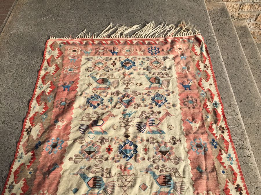 Hand Woven Wool Tribal Area Rug In Neutral Colors [Photo 7]