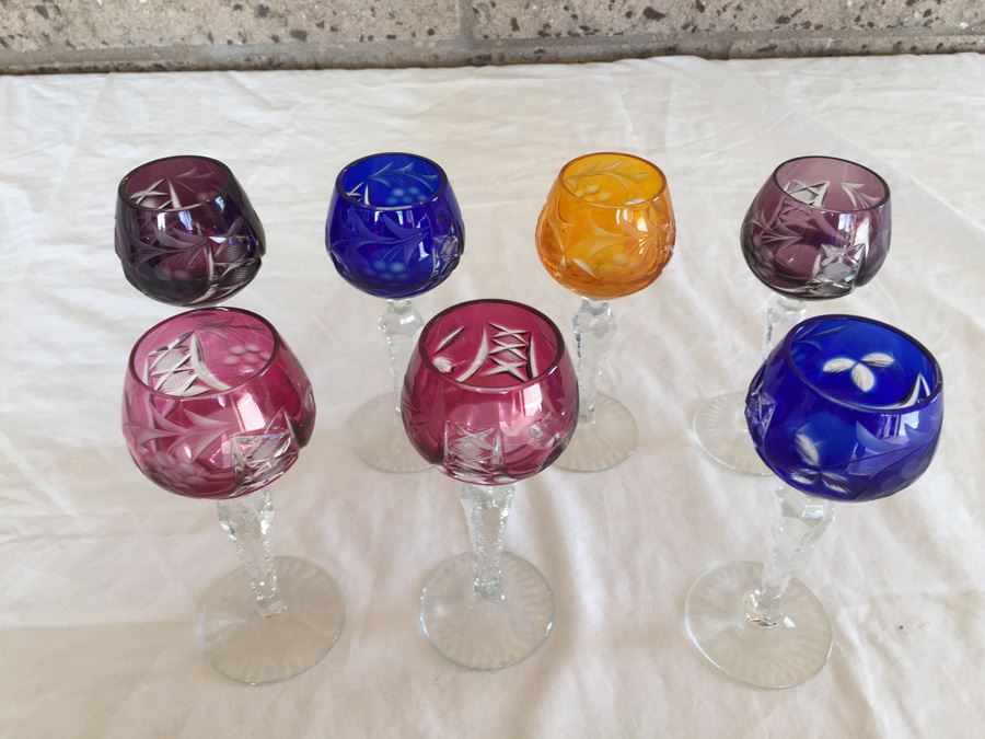 Multi Color Cut Crystal Fancy Bohemian Stemware Glasses [Photo 8]