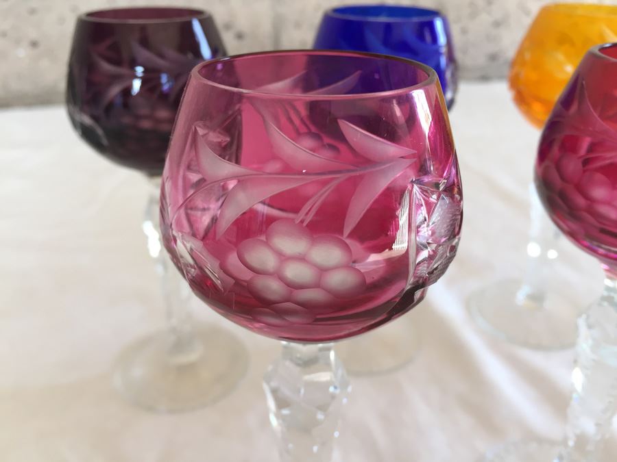 Multi Color Cut Crystal Fancy Bohemian Stemware Glasses [Photo 2]