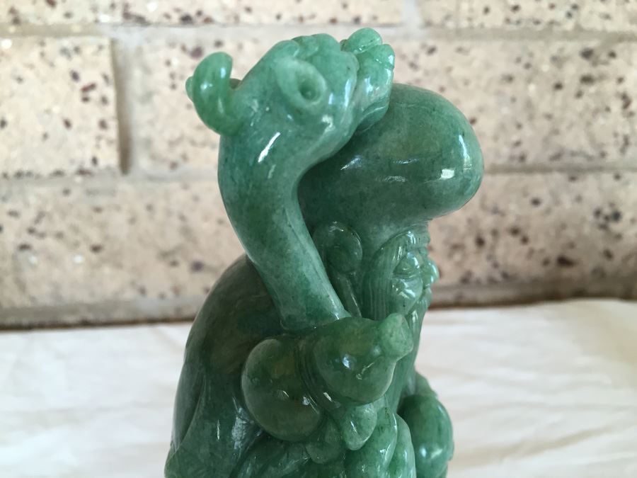 Stunning Nicely Carved JADE Chinese Elder Statue With Custom Carved Wooden Stand [Photo 14]