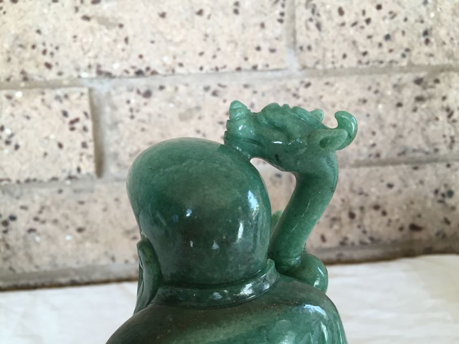 Stunning Nicely Carved JADE Chinese Elder Statue With Custom Carved Wooden Stand [Photo 20]