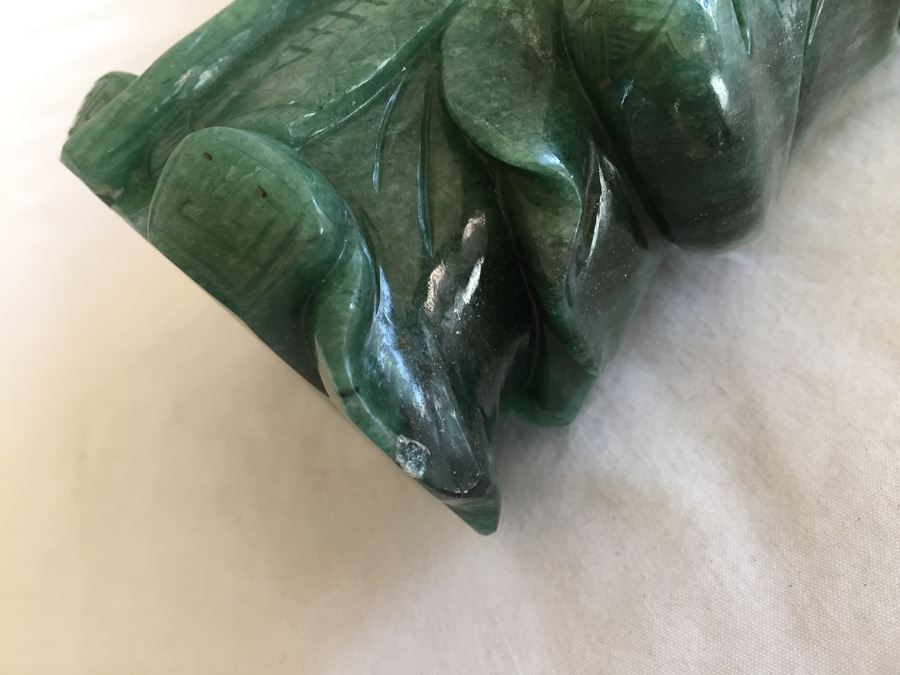 Stunning Nicely Carved JADE Chinese Elder Statue With Custom Carved Wooden Stand [Photo 30]