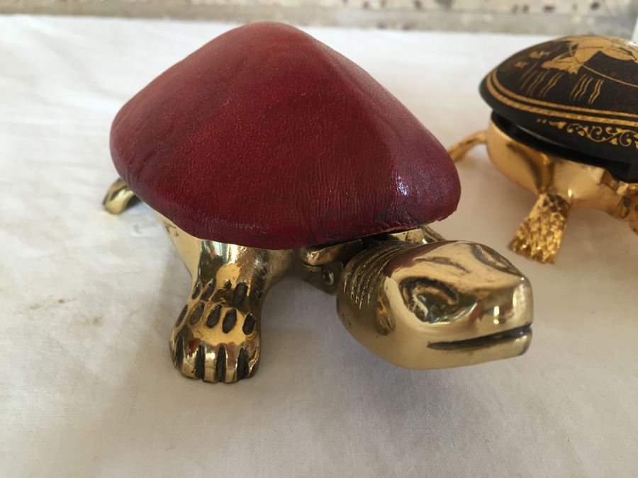 Collectible Lot Includes Pair Of Turtle Desk Bells, Miniature Clock, Egg Carving And Sydney Australia Paperweight Estimate $300+ [Photo 4]