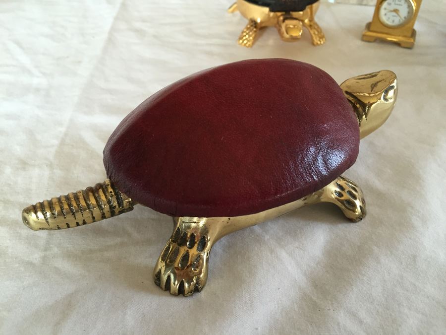 Collectible Lot Includes Pair Of Turtle Desk Bells, Miniature Clock, Egg Carving And Sydney Australia Paperweight Estimate $300+ [Photo 6]
